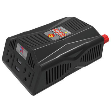 Pure Sine Wave Inverter, Converts 13.5V DC Car Power to 110V AC, with 2 USB Ports and 2 AC Outlets