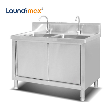 Industrial Kitchen Furniture Stainless Steel Workbench with Double Sink Bowl - Wholesale Products