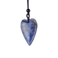 Sodalite 25x40mm Love Heart Pendant Necklace Adjustable Rope Chain