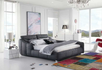 Modern simple fabric bed Puff soft leather bed