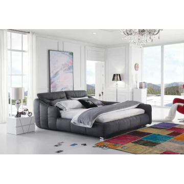 Modern simple fabric bed Puff soft leather bed