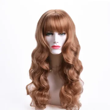 Aishili top quality brown long deep body wave bundles hd curly frontal wigs synthetic wigs for women