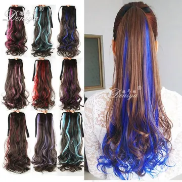 Top Grade high quality long wave clip ponytail with comb hairpieces