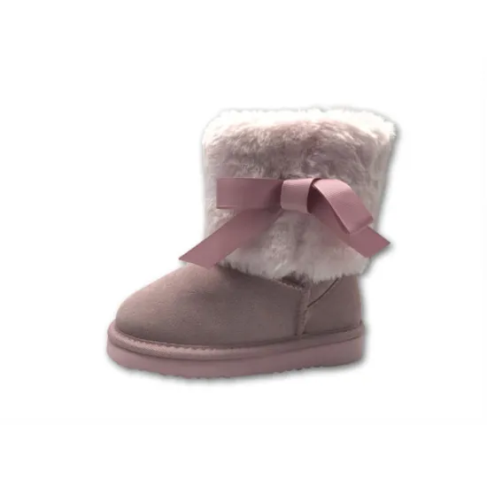 Pink Winter Suede Girl Kids Boots