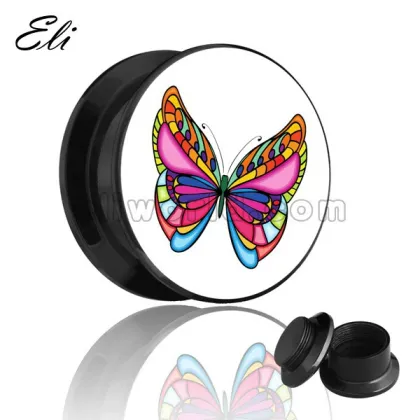 fashion ear plugs ear flesh jewelry with butterfly