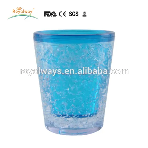 mini double wall plastic freezer shots glass for cool wine with gel from factory