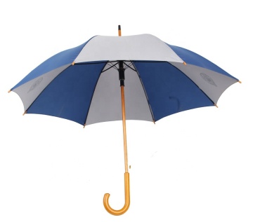 Wholesale China: Rain 23 Inch Auto Open Wooden Umbrella with J Wood Shaft