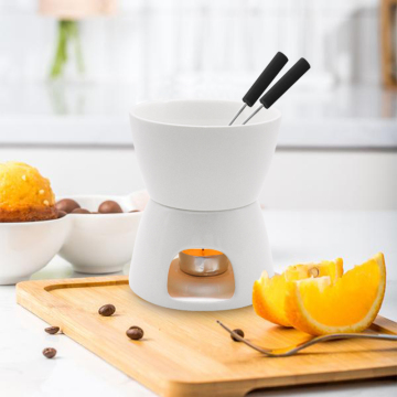 Wholesale Porcelain Custom White Fondue Set - Melting Pot for Cheese, Chocolate, and Tapas