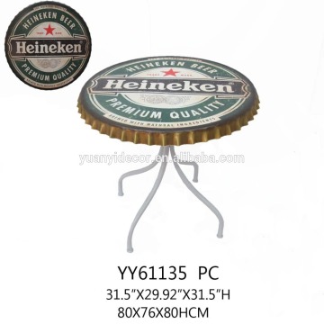 rustic factory big metal beer cap tap round table for bar, coffee shop, garden