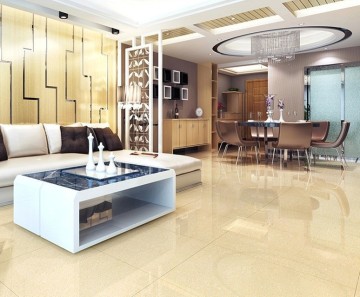 Gold soluble salt polished floor tile cream beige marble wholesale tile