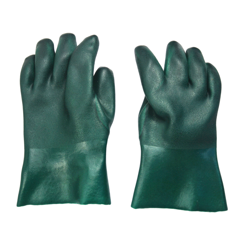 Guantes de PVC bañados verdes verdes 11 pulgadas