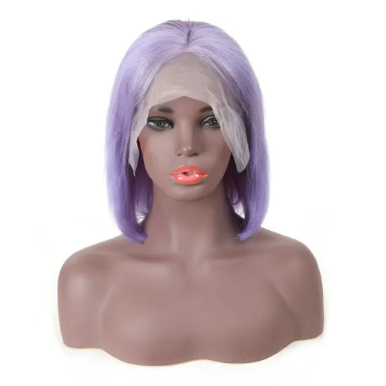 2019 Fashion Coloful Humann Hair Lace Front Wig 130% Density Purple Human Hair Bob Wig