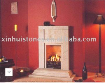 beige marble stone fireplace