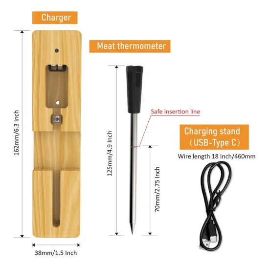 Long-Range Bluetooth Wireless Meat Thermometer for Grilling, BBQ, Oven & Kitchen Cooking