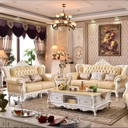 Champagne Rococo Solid Wood Sofa - Empire Lounge Sofa