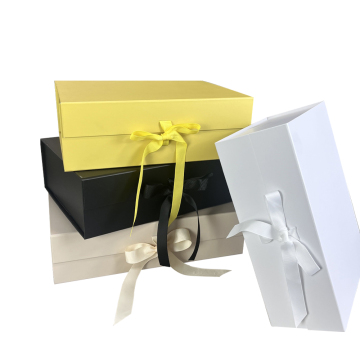 Magnetic Folding Box - Custom Matte Black White Pink Large Rigid Paper Cardboard Gift Packaging for Wedding Dress