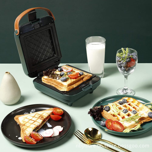 Mini Waffle Maker: 3-in-1 Removable Plates for Sandwiches and Bubble Waffles