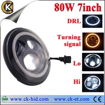 7" round led sealed beam 40w replacement of jeep led headlight with h4 plug ,h13 adaptor for Hilux,Sierra ,TJ JK CJ Wrangle