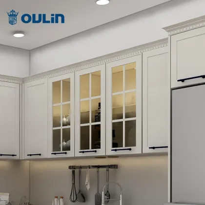 Pastoral Modular Kitchen Custom Urniture Cabinet Designs Storage Kitchen Cabinets Flat Edge / Eased Edge Lacquer Apartment Oulin