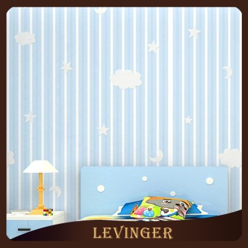 Levinger Cute Cartoon Moon And Stars Stripes Wallpaper For Children