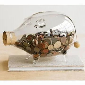 Transparent Pig Money Box with Tie Plug, Comes in Various Designs, OEM Orders are Welcome