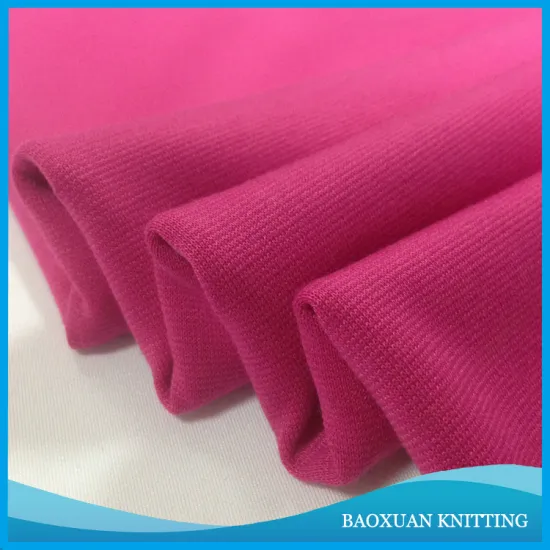 100 polyester rose red ponte de roma knitting ladies blouse solid fabric for dress,sportswear,garment