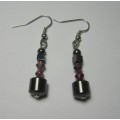 Hematite Earring with silver color finding