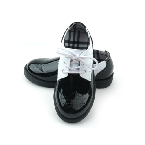 Кожаная черно-белая детская повседневная обувь Quanlity