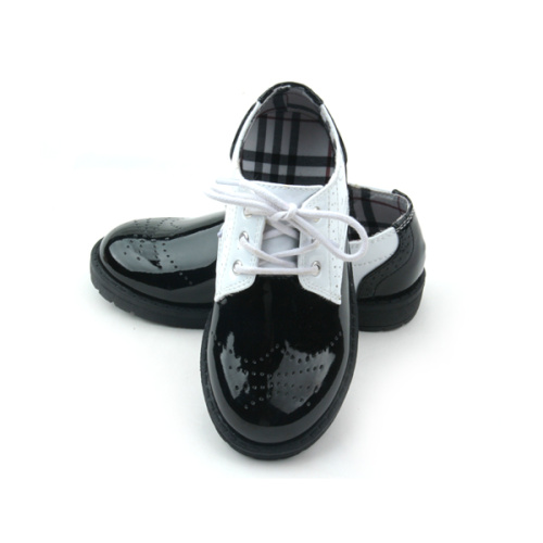 Scarpe casual per bambini in pelle nera e bianca Quanlity