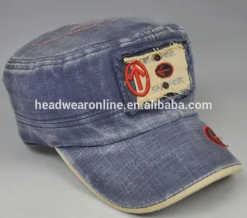Shabby Denim Army Caps Custom Washed Military Hats With Your Own Design