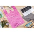 HDPE Embossed Surface Translucent Pink T Shirt Bag Plastic Shopping Bags