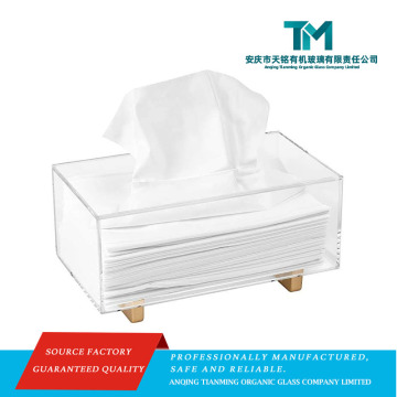 Caixa de tecido acrílico premium com design de perna dourada