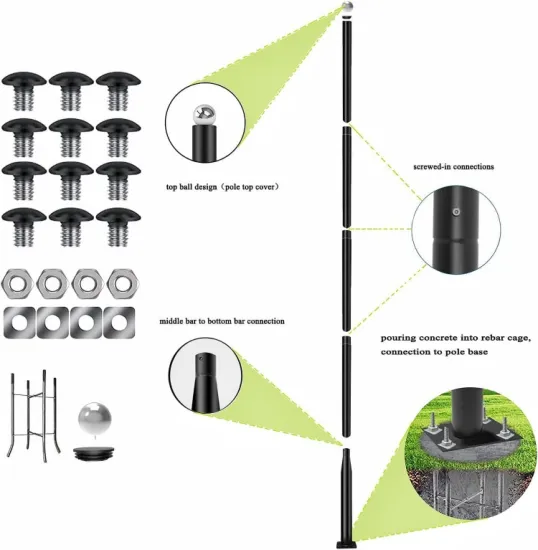 Outdoor Solar Lighting: Split Screws Type Garden Street Lamp Pole Lights in 3m, 4m, 5m, and 6m Sizes