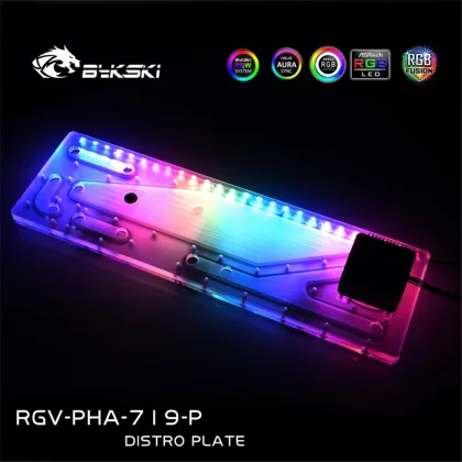 Bykski Distro Plate for Phanteks 719LTG Case - 360 Radiator Water Cooling Loop, 12V/5V RGB Sync