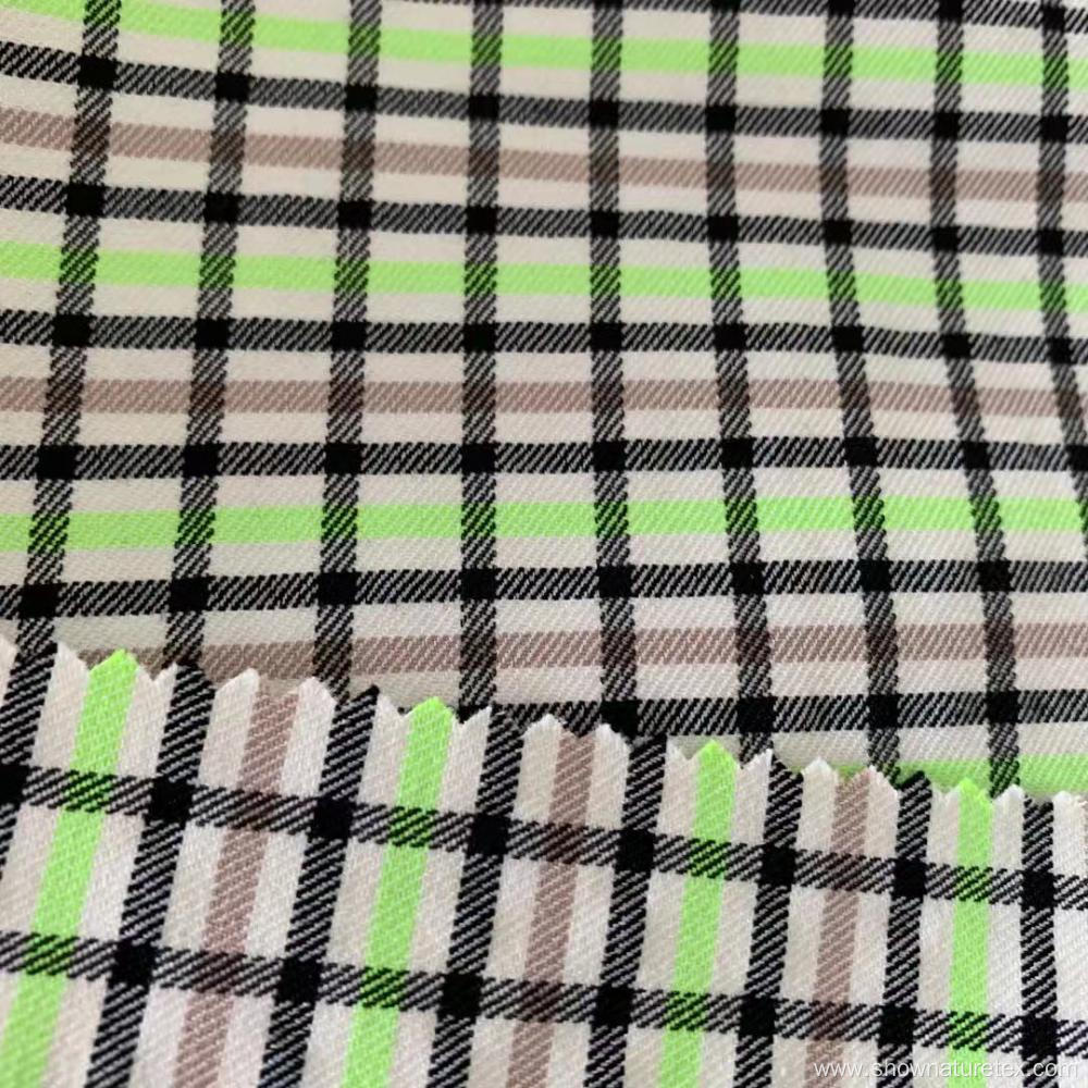 Polyester Viscose Checks Fabric High Stretch