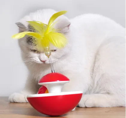 Plastic cat toy with bell ball cat teaser