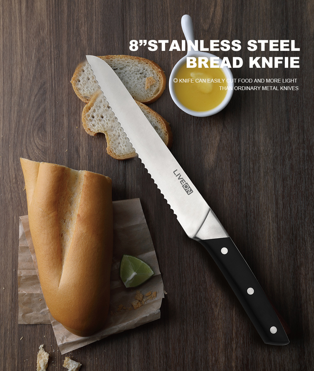 Couteau à pain de cuisine en acier inoxydable de 8 &#39;&#39;