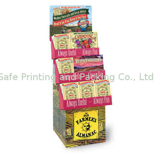 Pop Corrugated Cardboard Magazine Display , Floor Brochure Holders