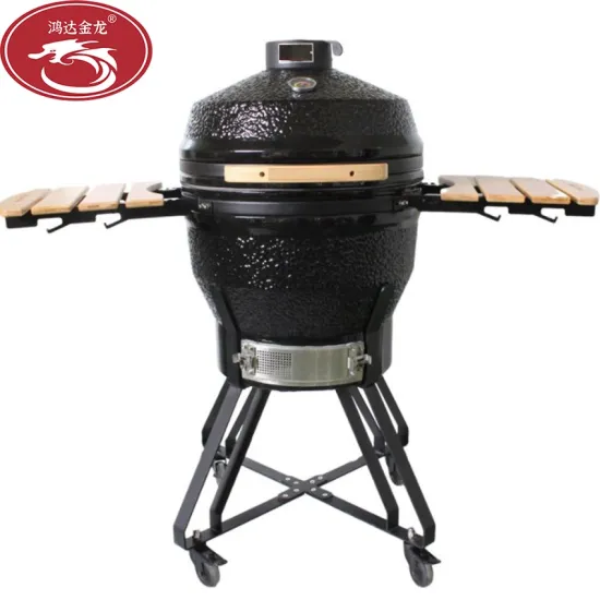Smoker Charcoal Type Ceramic BBQ Grill Portable Barbecue Outdoor Trolley Kamado Grill