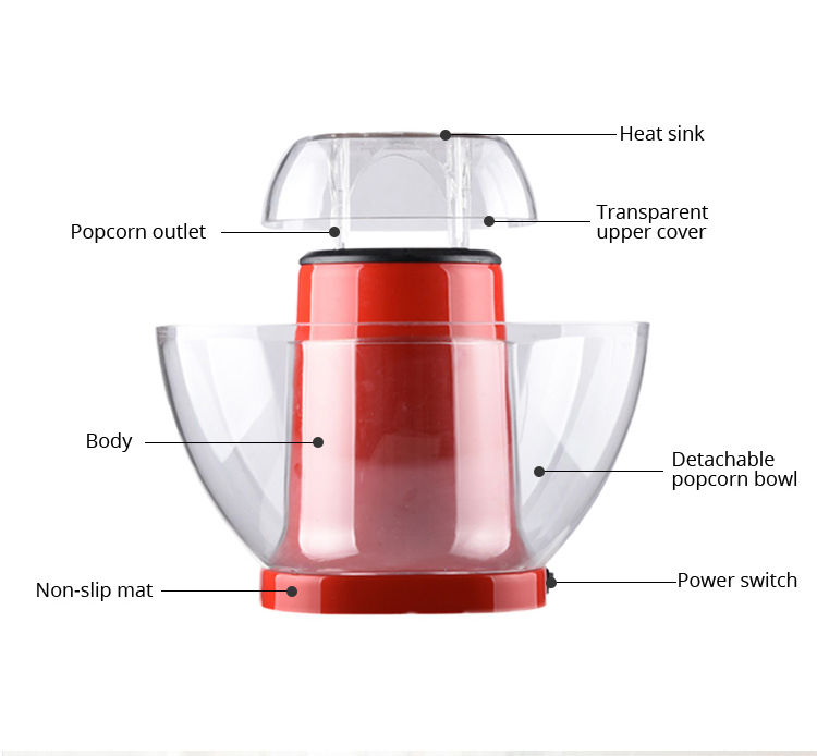 Household Small Kitchen Appliance Hot Air Popcorn Popper Machine