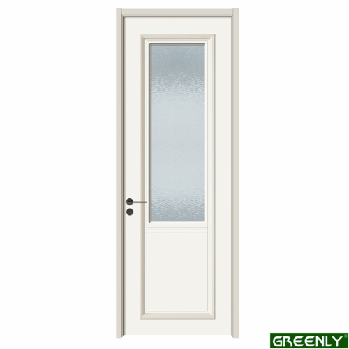 Porta de madeira branca com primer interior com vidro