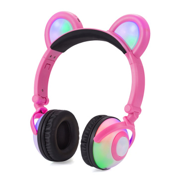 Cute LED glowing Bear Ears Headphone With Light