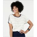 Front stripe printed polyester Back solid polyester Blouse