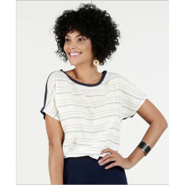 Front stripe printed polyester Back solid polyester Blouse