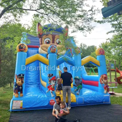 Kids Outdoor Animal Patrol Dog Paw Inflatable Slide - Bounce Slide & Inflatable Combo