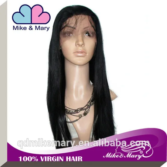 Brazilian Virgin Hair Straight Black Free Catalog 130% Density Jewish/Kosher Full Lace Wig With Baby Hair
