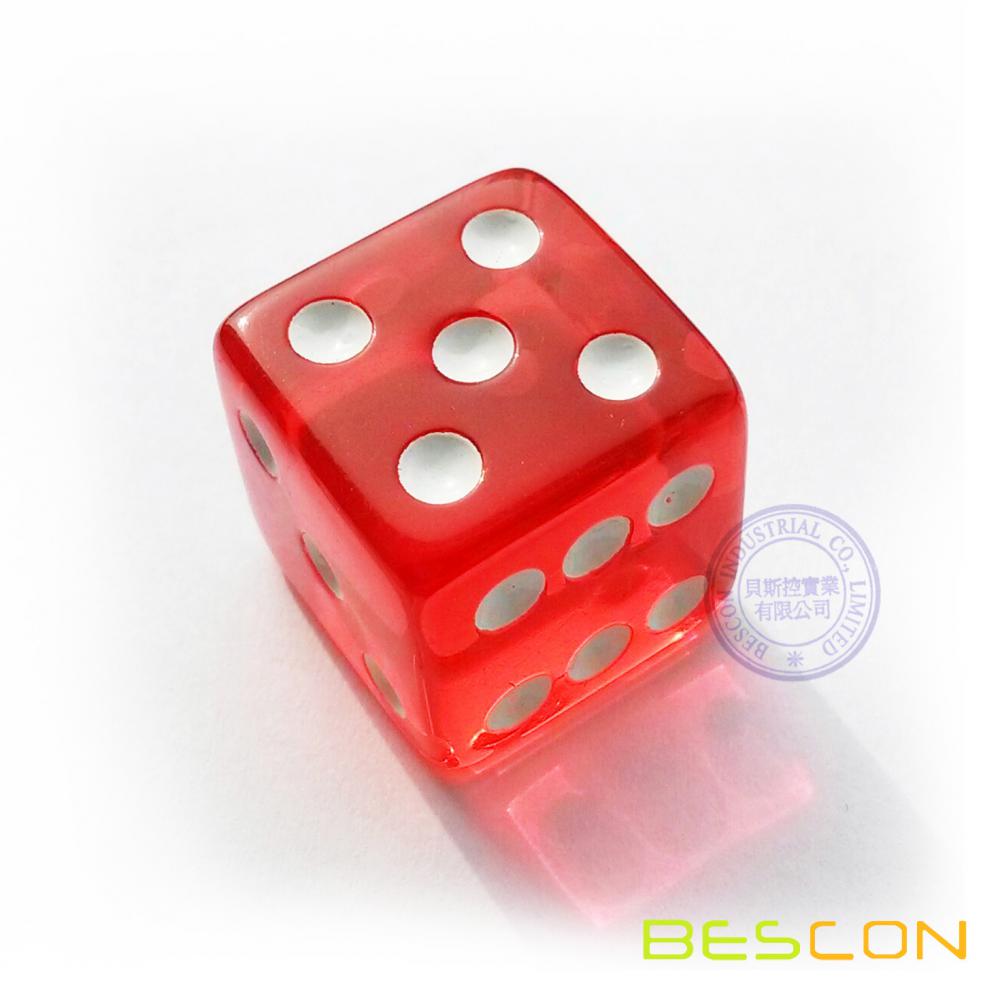 3/4" rouge Transparent taille droite du casino en plastique 19MM dés