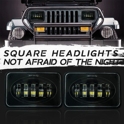 Square 7 Inch Led Motorcycle Front Headlight