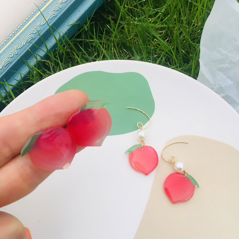 2020 New Cute Transparent Fruit Drop Earrings Lovely Peach Summer Holiday Earrings Unique Party Jewelry gifts
