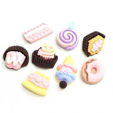 Assorted Miniature Kawaii Dessert Decor Cabochons Flatback Flat Back Cute Cake Charms Embellishment Hair Decor Supplier